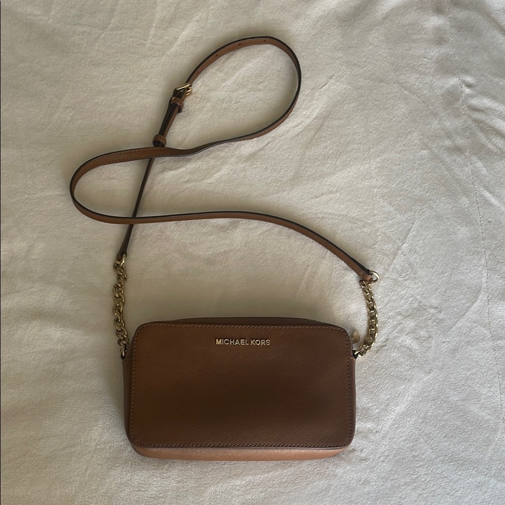 Michael Kors Brown Saffiano Crossbody Bag
